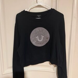 True Religion Black Cropped Sweatshirt with Logo